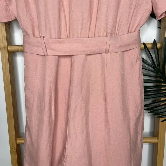 SOLD Kookai Dusty Pink Solace Jumpsuit Size 40 Tencel Linen Blend Collared - Picture 9 of 16